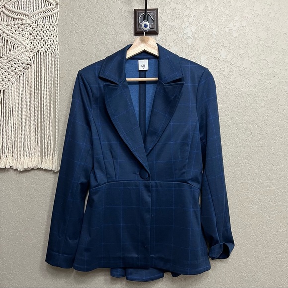 CAbi Jackets & Blazers - Cabi 5475 Sunset Kiss Navy Blue Windowpane Check Blazer, Sz 4
